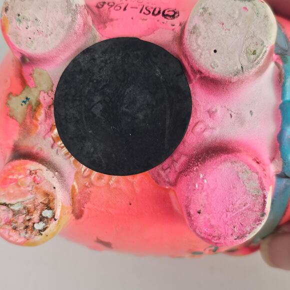 VTG 1968 hot pink elephant bank Japan floral Holiday Fair - Picture 6 of 9